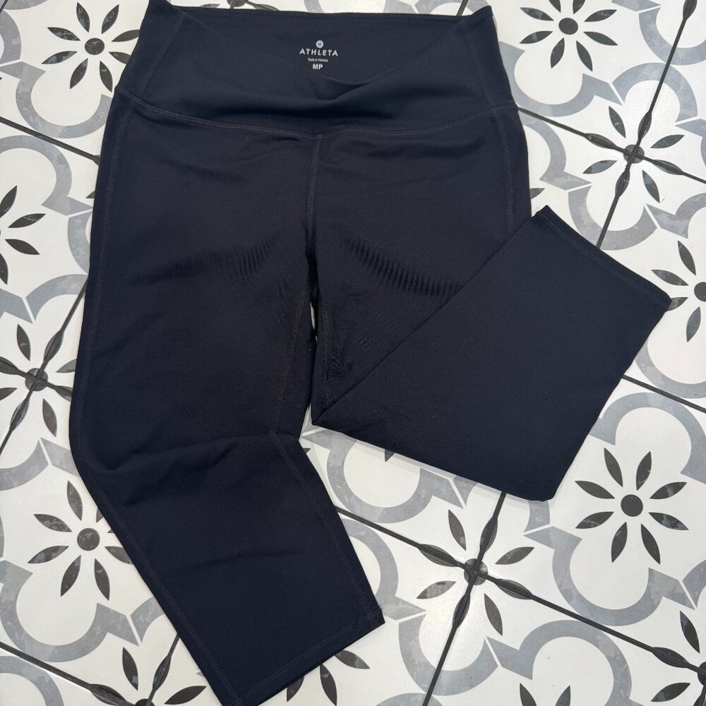 Athleta Cropped Leggings, Black, Medium Petite